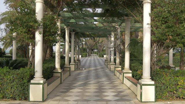 A colonnade in a park