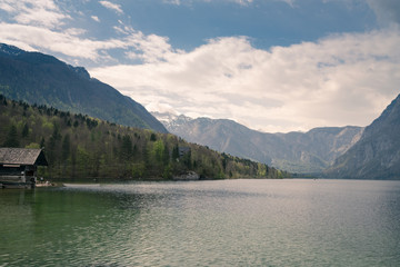 Fototapeta na wymiar summer view of the lake in the mountains