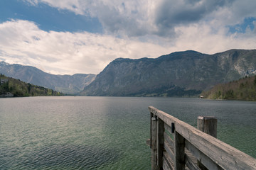 summer view of the lake in the mountains