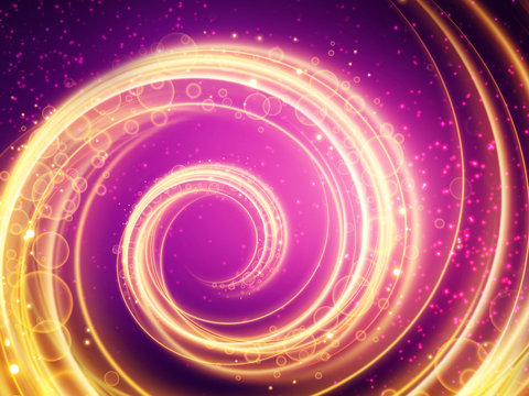 Background of Purple and gold spiraling lights