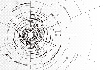 Obraz premium Technology black line silhouette abstract background. 