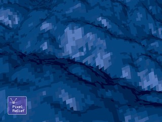 Abstract background with topographic landscape map and pixelated structure with textured moluntains