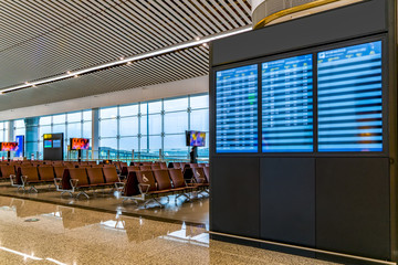 Inside the airport terminal