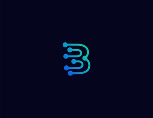 Abstract letter B Tech logo template