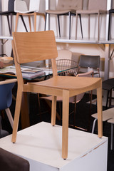 Wooden chair in furniture store