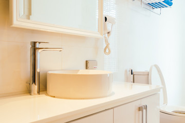 Faucet and sink decoration in bathroom