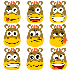 Animals facial expressions vector cartoon
