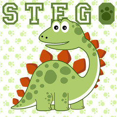 Dino cartoon vector on footprint background. Eps 10