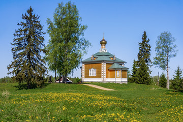 Wooden church at the source of the Volga, Russia