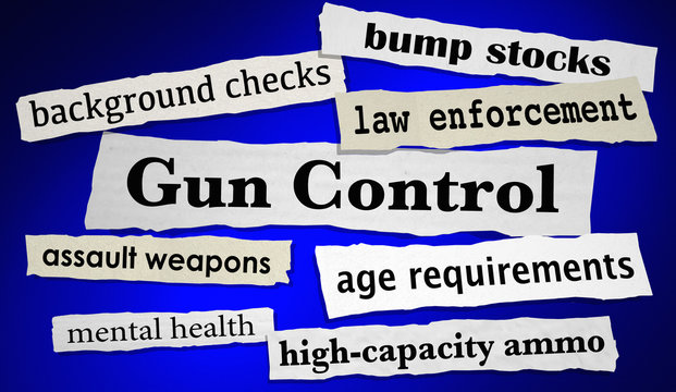 Gun Control Headlines News Reduce Shootings Violence 3d Illustration