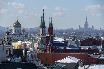 Панорама Москвы с  высоты птичьего полета.