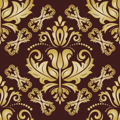 Orient vector classic pattern. Seamless abstract background with vintage golden elements. Orient background