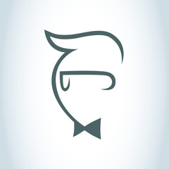 Geek guy with a bow tie symbol, icon. Design element