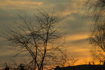 Obraz premium Zachód słońca w popołudniowy wiosenny dzień