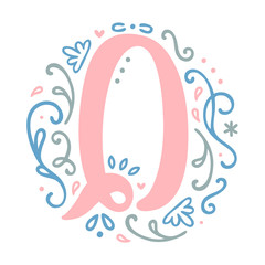 Feminine Floral Monogram Alphabet 'Q'