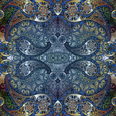 orientalt patterned textured background with golden spraying