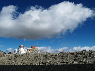 Tibetan Prayer Flags Under the Sky