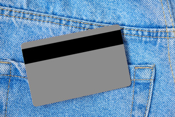 Credit card gray in poket blue classic jeans