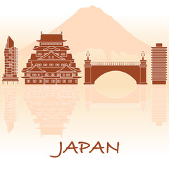 Fototapeta premium Japanese architecture. Mount Fuji.