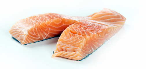 Fillet of salmon isolated on white background