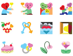 Love icon set vector design