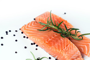 Fillet of salmon isolated on white background