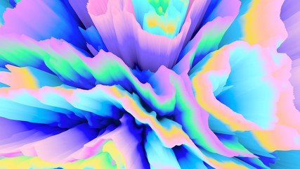 Color explosion. Paint splash. Abstact wallpaper. Multicolor glow. Neon. Fractal. Digital art. Fairy. Futuristic. Surreal texture. 3d illustration. Imagination. Creative.