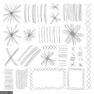 Doodles set scribble sketch hand drawn scrawl collection 9