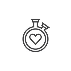 Heart stopwatch outline icon. linear style sign for mobile concept and web design. Cardio training simple line vector icon. Symbol, logo illustration. Pixel perfect vector graphics