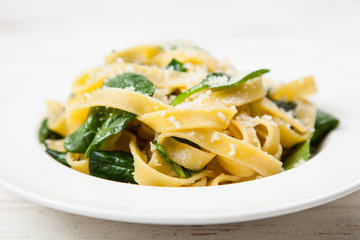 Spinach tagliatelle pasta