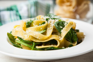 Spinach tagliatelle pasta