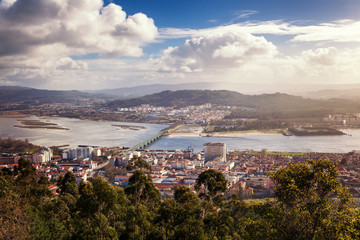 Fototapeta na wymiar Viana do Castelo, view of the city from a height, beautiful city landscape. Travel to Portugal
