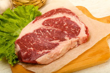 Rib eye raw steak