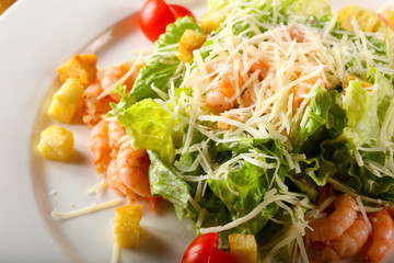 Caesar salad with shrimps