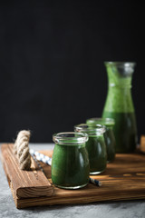 Green smoothies. Green cocktail. Fresh green smoothie.