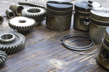 Spare parts for car engine repair.