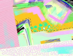 original digital abstract composition, contemporary art colorful