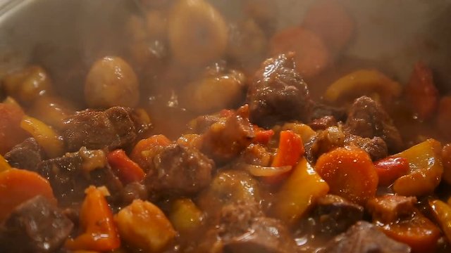 Stewing beef and vegetables goulash