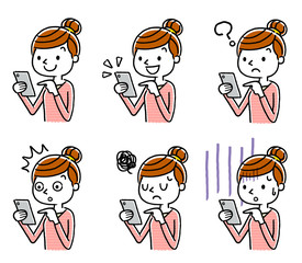 女性：スマートフォン、セット、バリエーション