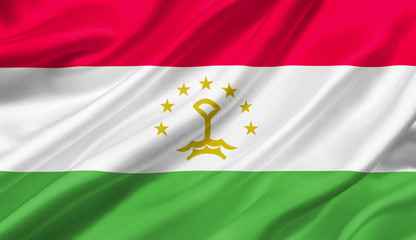 Tajikistan flag waving with the wind, 3D illustration.