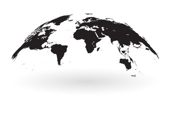 Naklejka premium Black world map globe isolated on white background