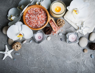 Spa concept with white orchids