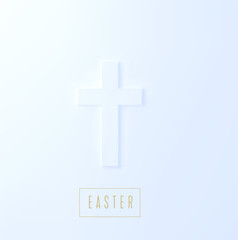 Obraz premium 3d White Cross, vector illustration, Easter concept, spiritual holy church background.