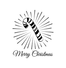 Candy Cane. Merry Christmas And Happy New Year Greeting Card. 