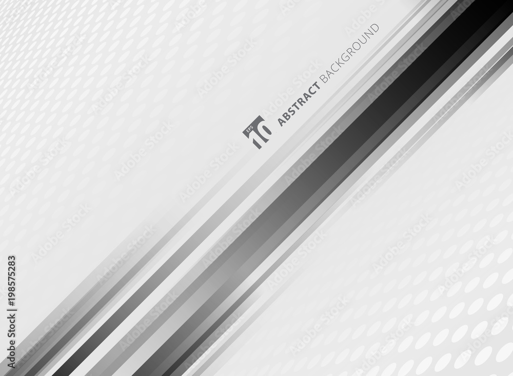 Poster abstract circle pattern white and gray color perspective background with striped black gradient tilt