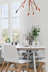 Dining table in clean, modern interior