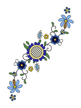 Traditional, modern Polish - Kashubian floral folk decoration vector