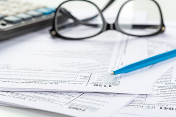 Tax forms, close up