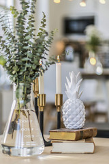 Coffee table decorations in modern interior