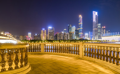 Fototapeta premium The night scene of urban architectural landscape in Guangzhou